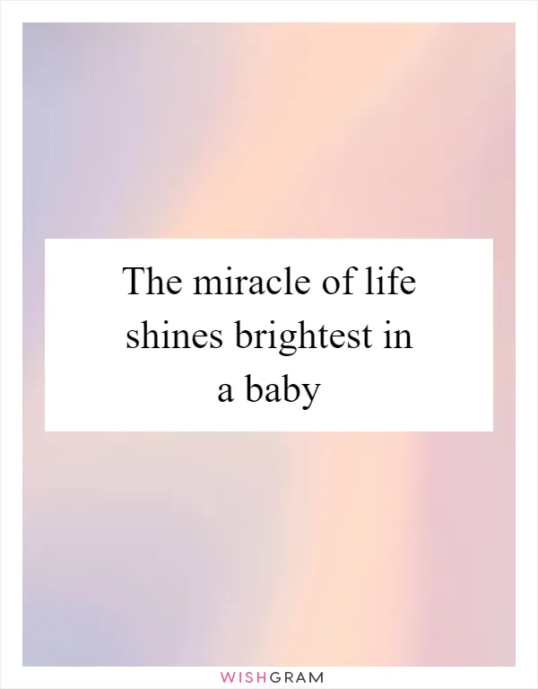 The miracle of life shines brightest in a baby