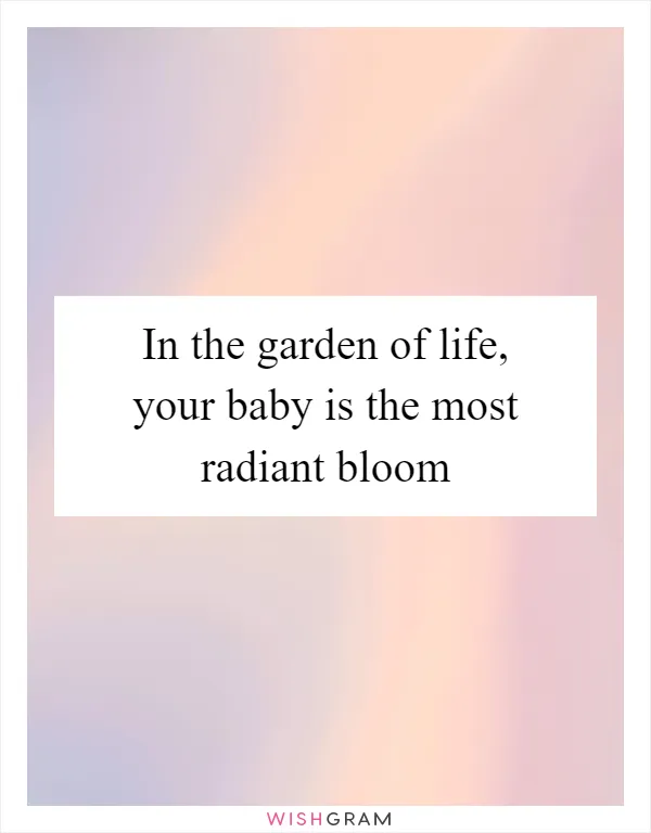 In the garden of life, your baby is the most radiant bloom