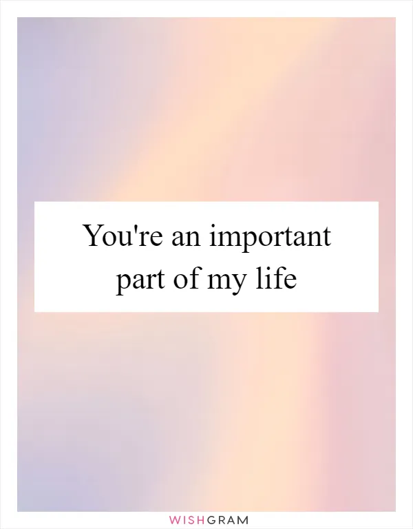 You're an important part of my life
