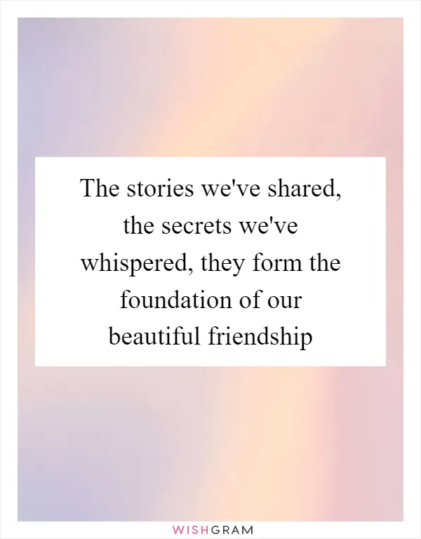 The stories we've shared, the secrets we've whispered, they form the foundation of our beautiful friendship