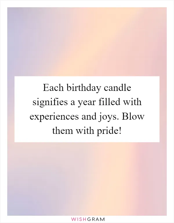 Each birthday candle signifies a year filled with experiences and joys. Blow them with pride!