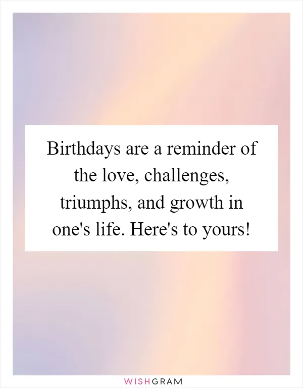 Birthdays are a reminder of the love, challenges, triumphs, and growth in one's life. Here's to yours!