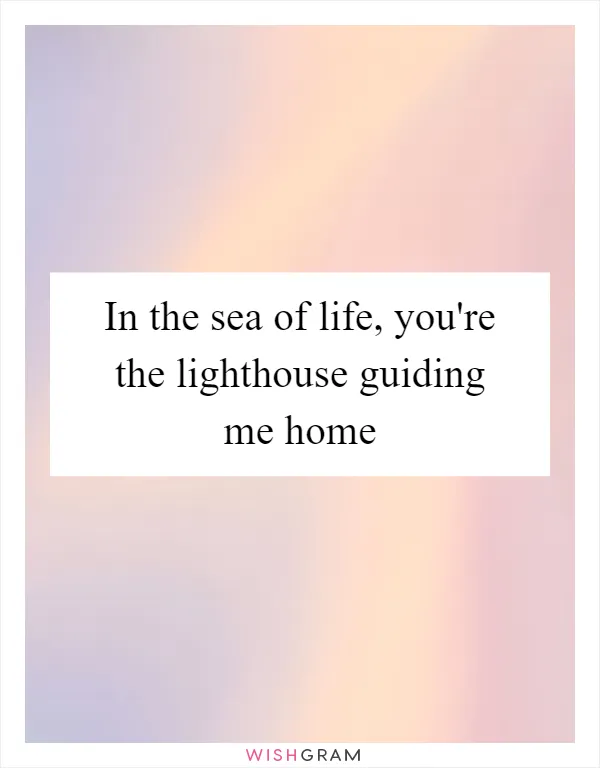 In the sea of life, you're the lighthouse guiding me home