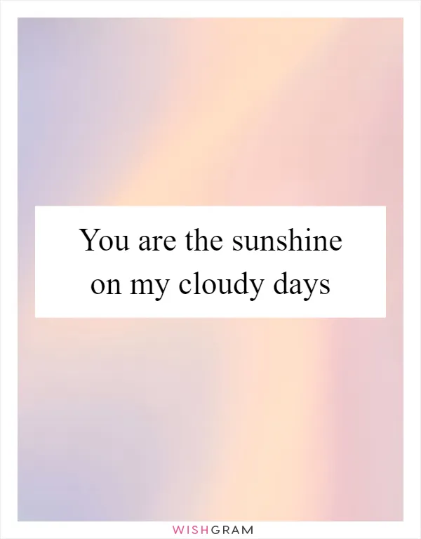 You are the sunshine on my cloudy days