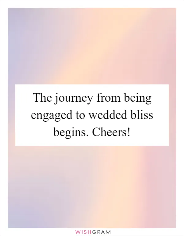 The journey from being engaged to wedded bliss begins. Cheers!