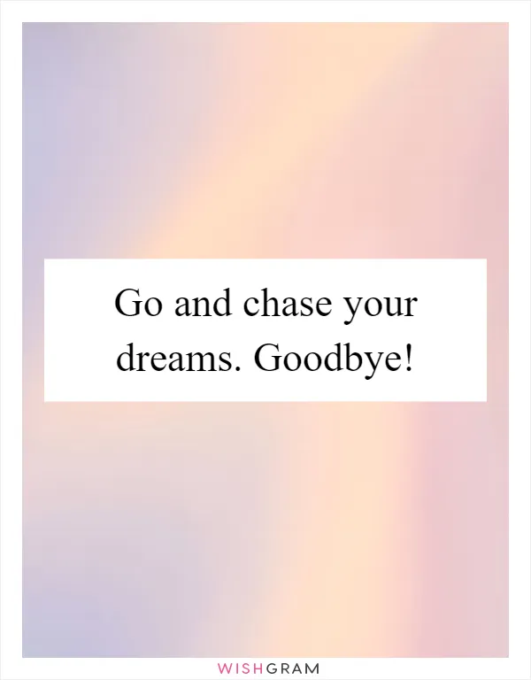 Go and chase your dreams. Goodbye!