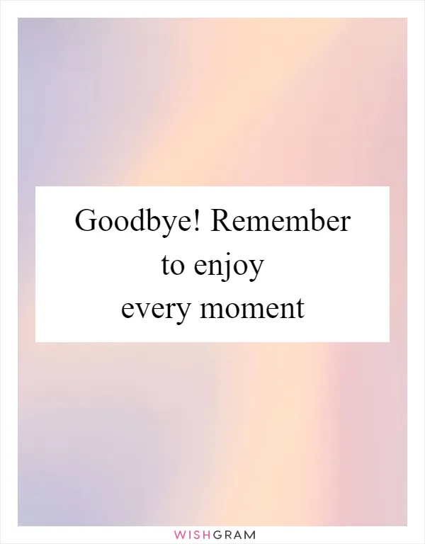 Goodbye! Remember to enjoy every moment
