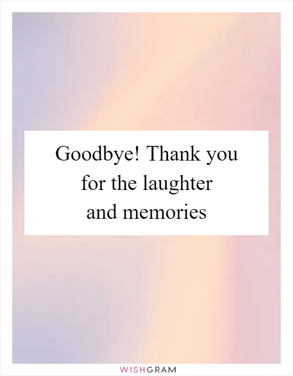 Goodbye! Thank you for the laughter and memories