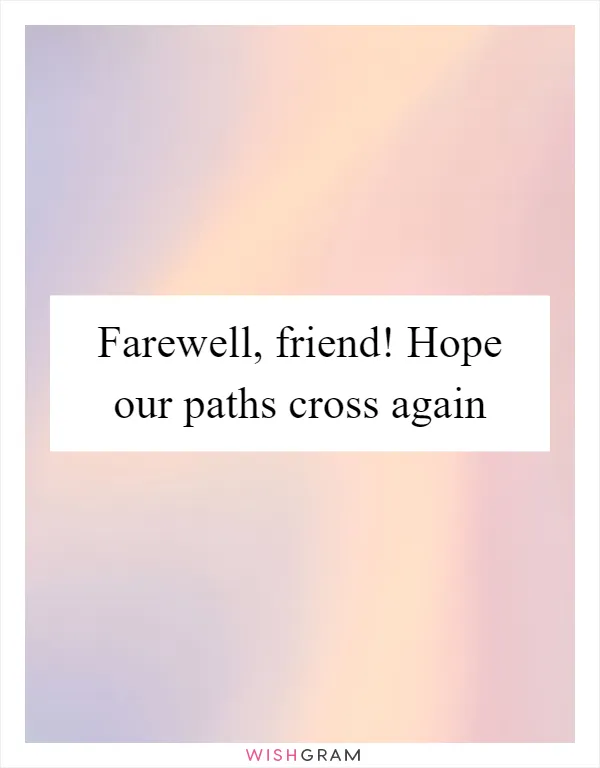 Farewell, friend! Hope our paths cross again
