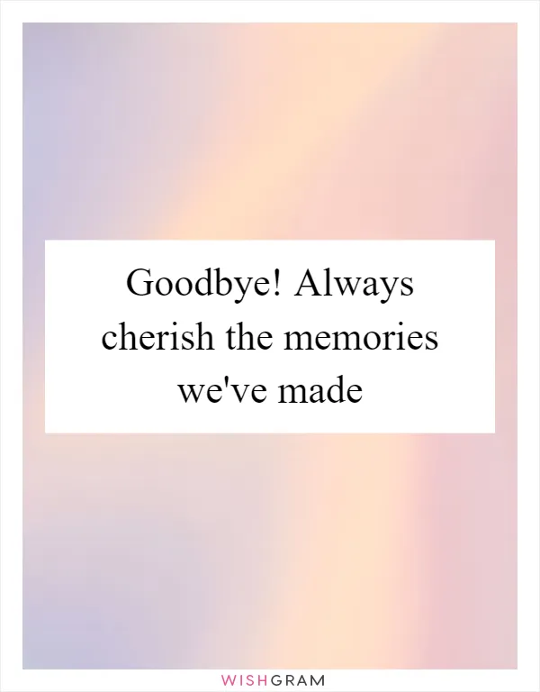 Goodbye! Always cherish the memories we've made