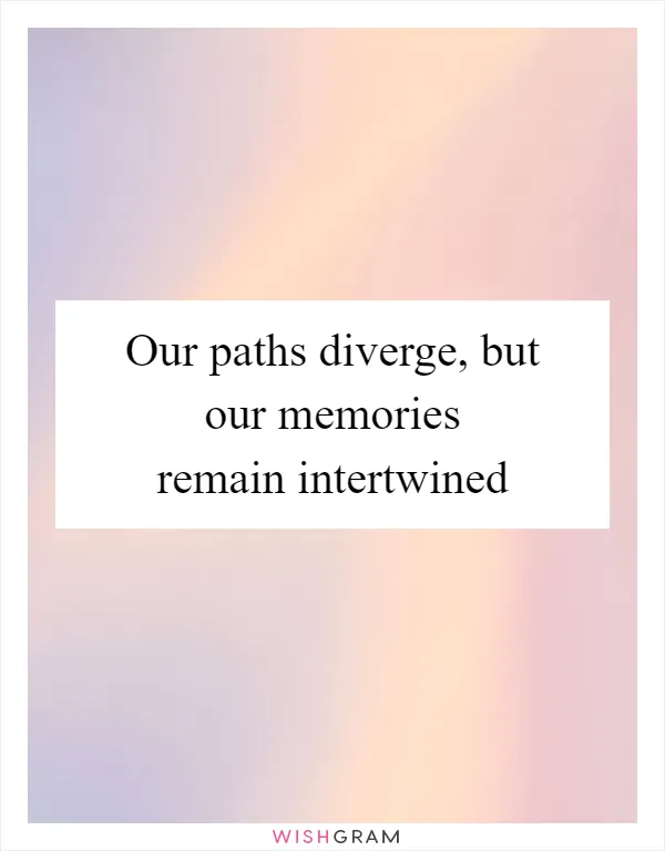 Our paths diverge, but our memories remain intertwined
