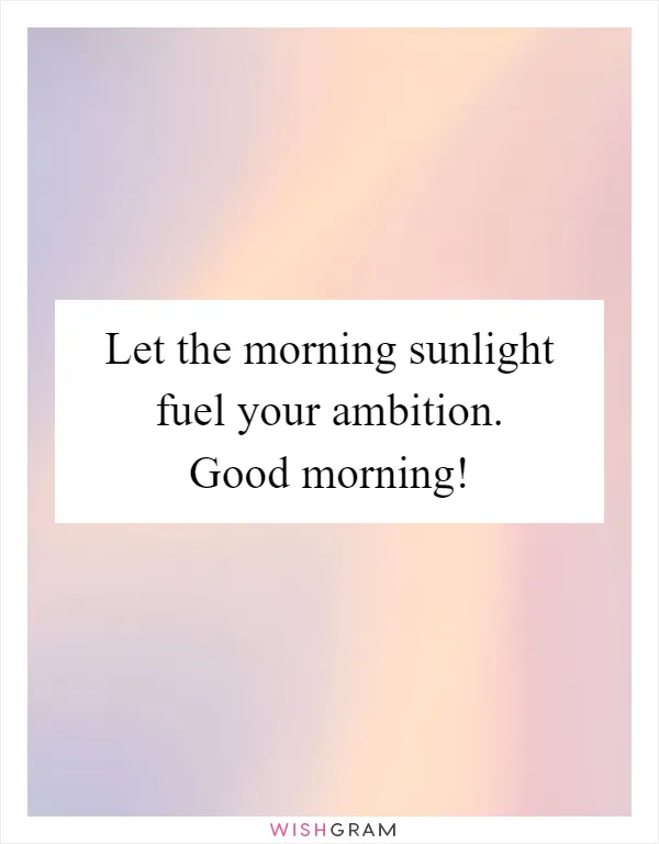 Let the morning sunlight fuel your ambition. Good morning!