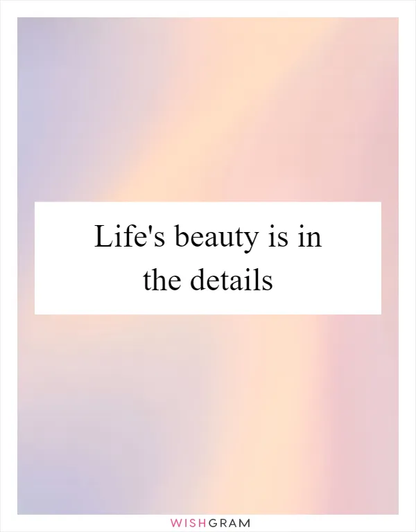 Life's beauty is in the details