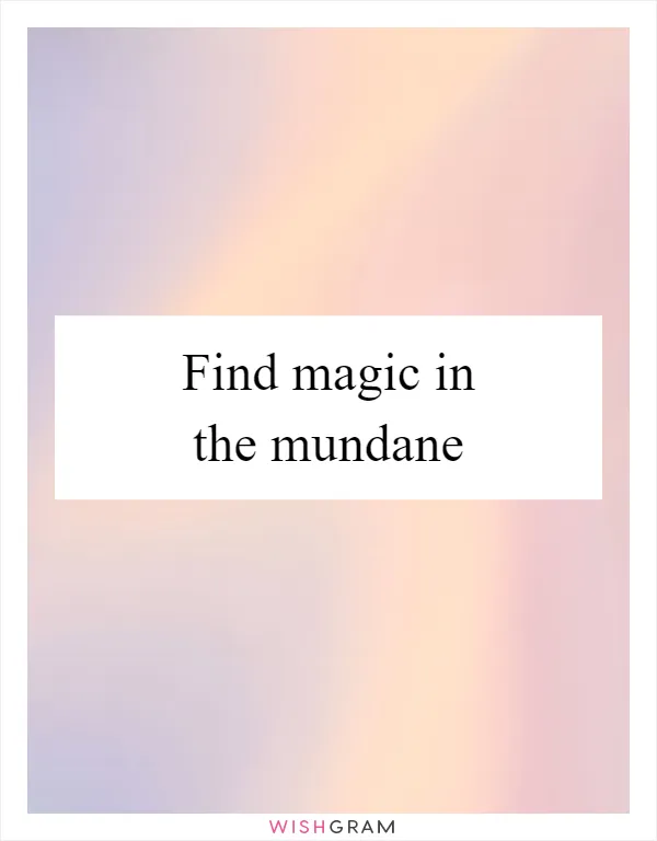 Find magic in the mundane