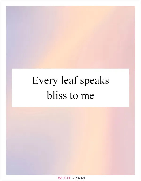 Every leaf speaks bliss to me