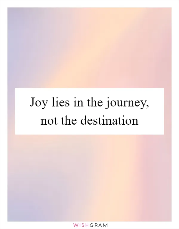 Joy lies in the journey, not the destination