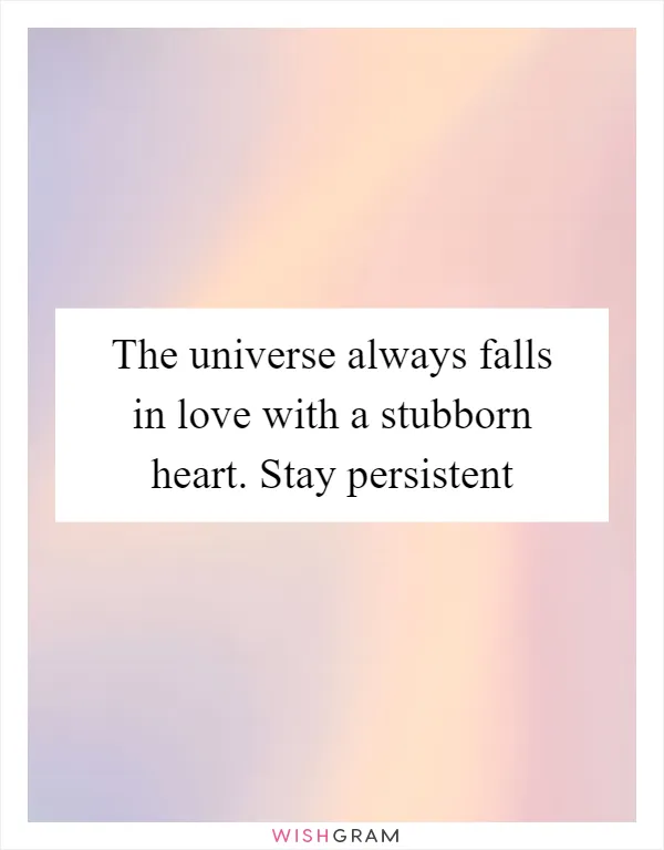 The universe always falls in love with a stubborn heart. Stay persistent