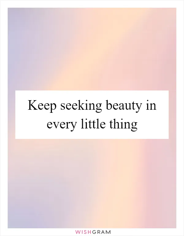 Keep seeking beauty in every little thing