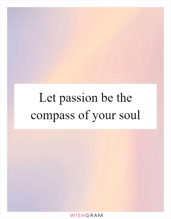 Let passion be the compass of your soul