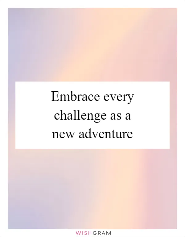 Embrace every challenge as a new adventure