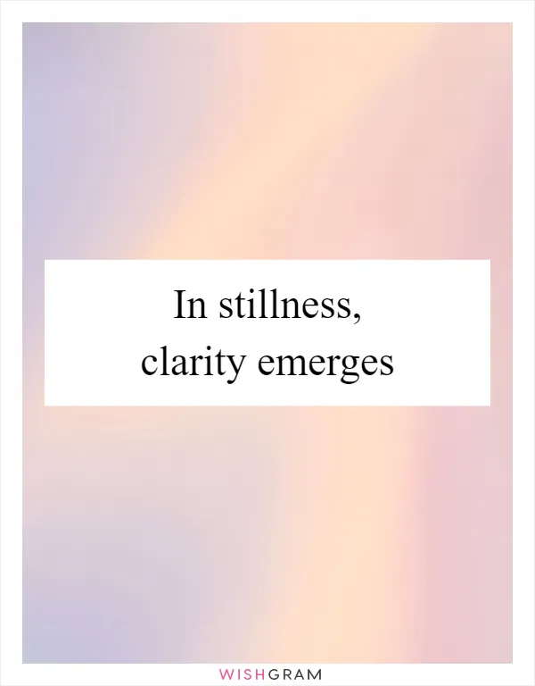 In stillness, clarity emerges