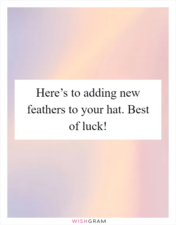 Here’s to adding new feathers to your hat. Best of luck!