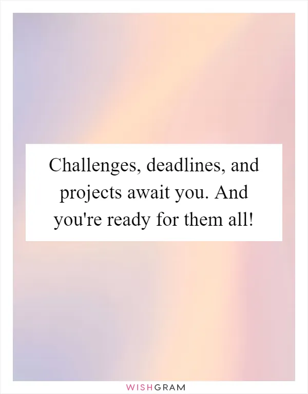Challenges, deadlines, and projects await you. And you're ready for them all!