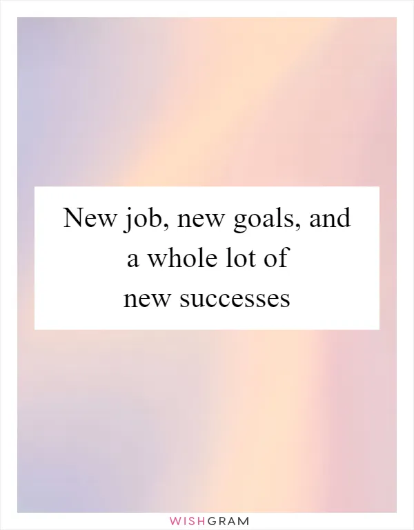 New job, new goals, and a whole lot of new successes