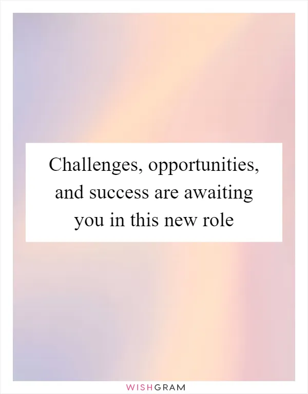 Challenges, opportunities, and success are awaiting you in this new role