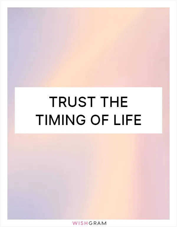 Trust the timing of life