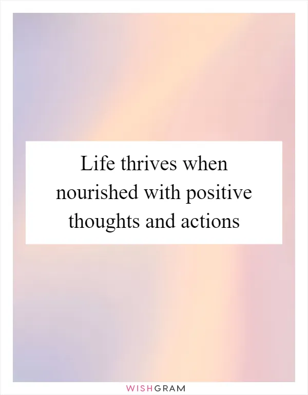 Life thrives when nourished with positive thoughts and actions