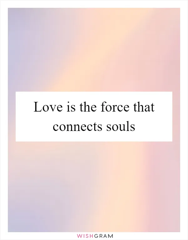 Love is the force that connects souls