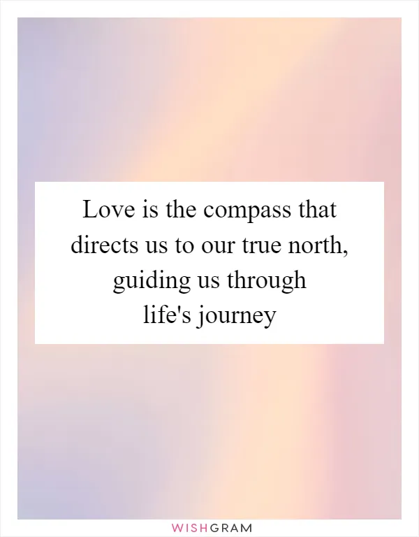 Love is the compass that directs us to our true north, guiding us through life's journey