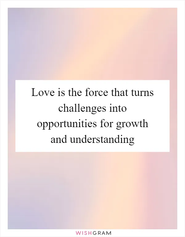 Love is the force that turns challenges into opportunities for growth and understanding