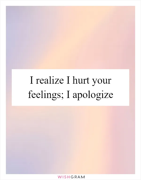 I realize I hurt your feelings; I apologize