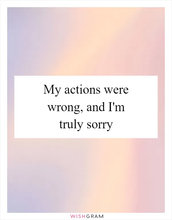 My actions were wrong, and I'm truly sorry