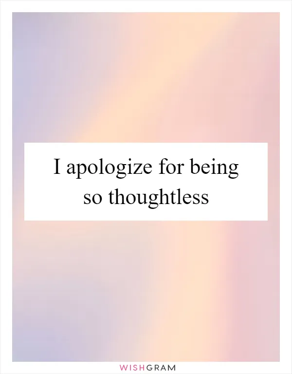 I apologize for being so thoughtless