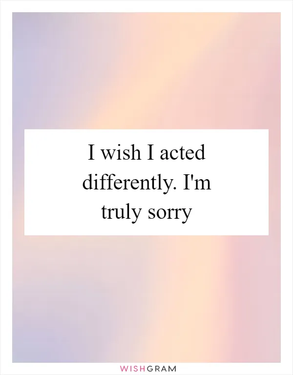 I wish I acted differently. I'm truly sorry