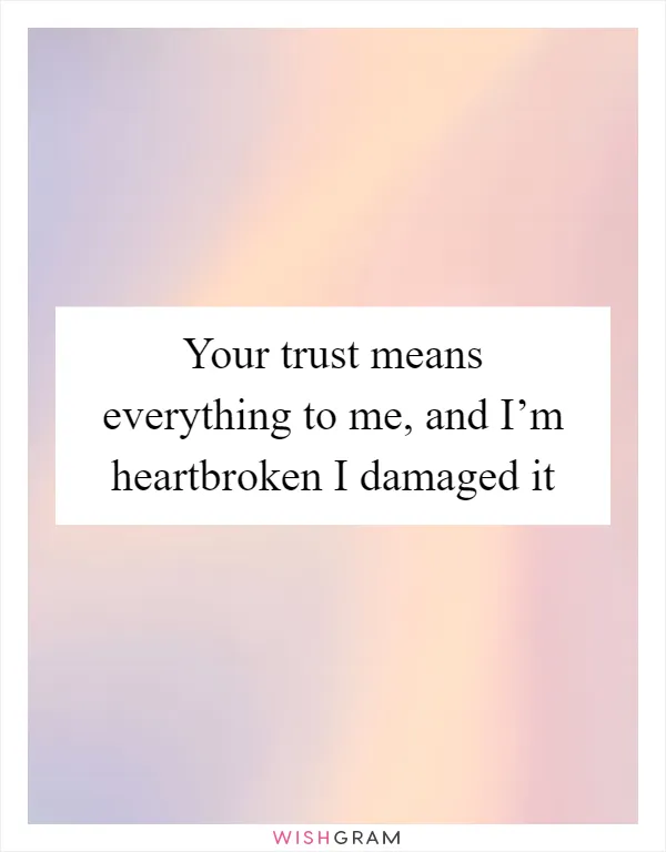 Your trust means everything to me, and I’m heartbroken I damaged it