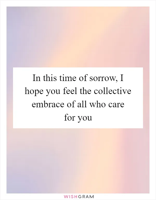 In this time of sorrow, I hope you feel the collective embrace of all who care for you