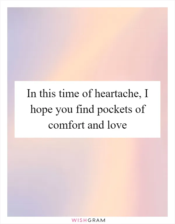 In this time of heartache, I hope you find pockets of comfort and love