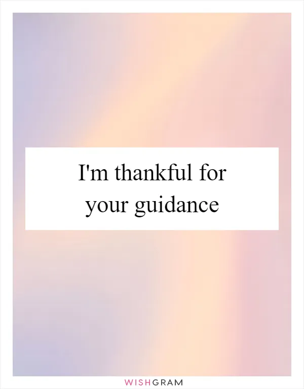 I'm thankful for your guidance