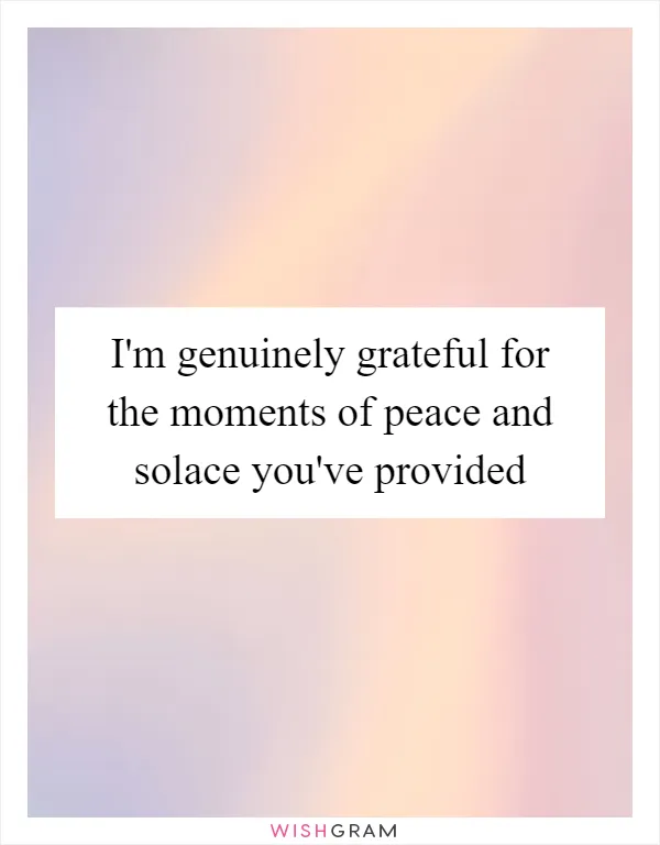 I'm genuinely grateful for the moments of peace and solace you've provided