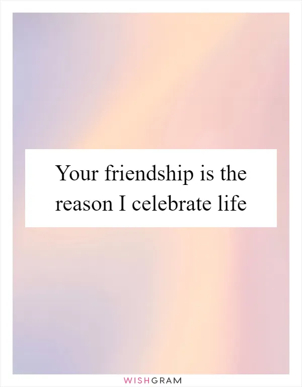 Your friendship is the reason I celebrate life