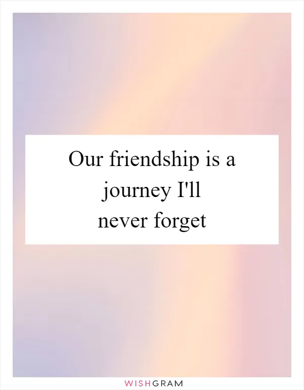 Our friendship is a journey I'll never forget