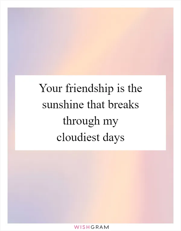 Your friendship is the sunshine that breaks through my cloudiest days