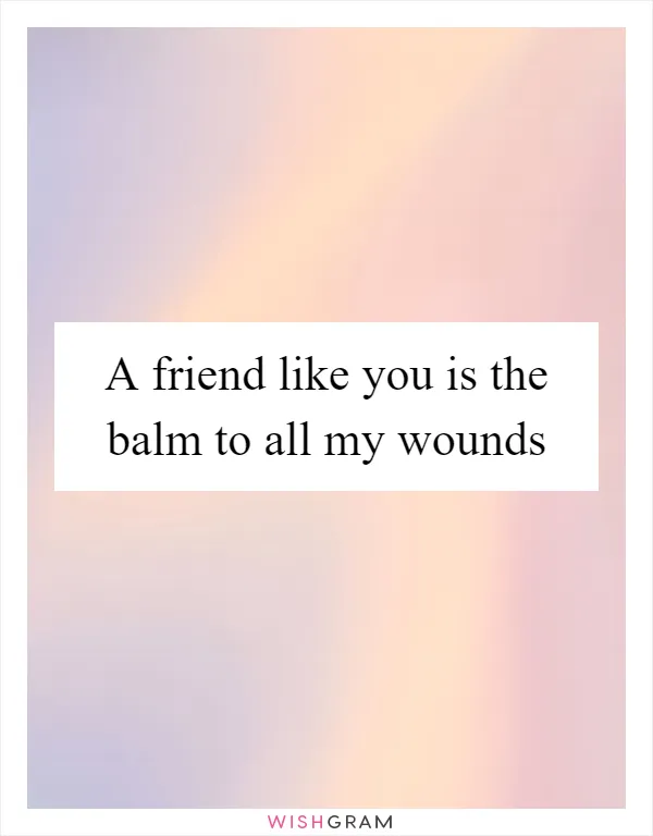 A friend like you is the balm to all my wounds