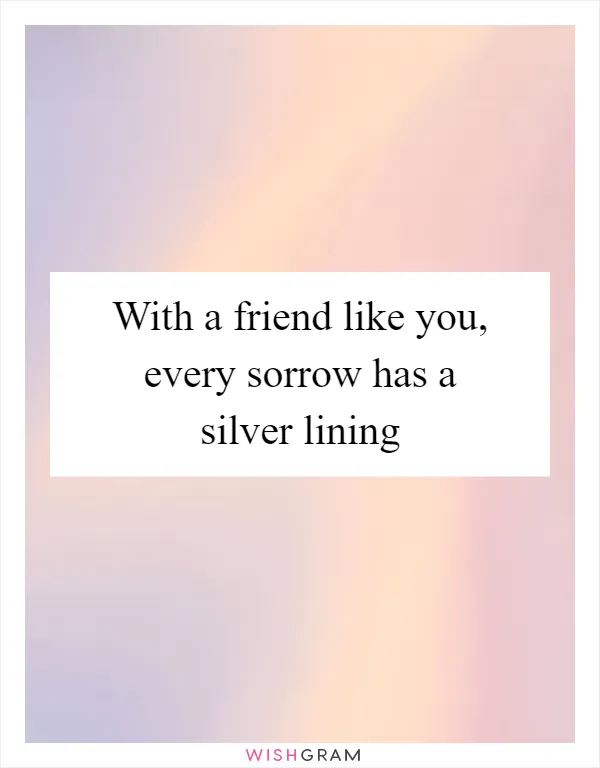 With a friend like you, every sorrow has a silver lining