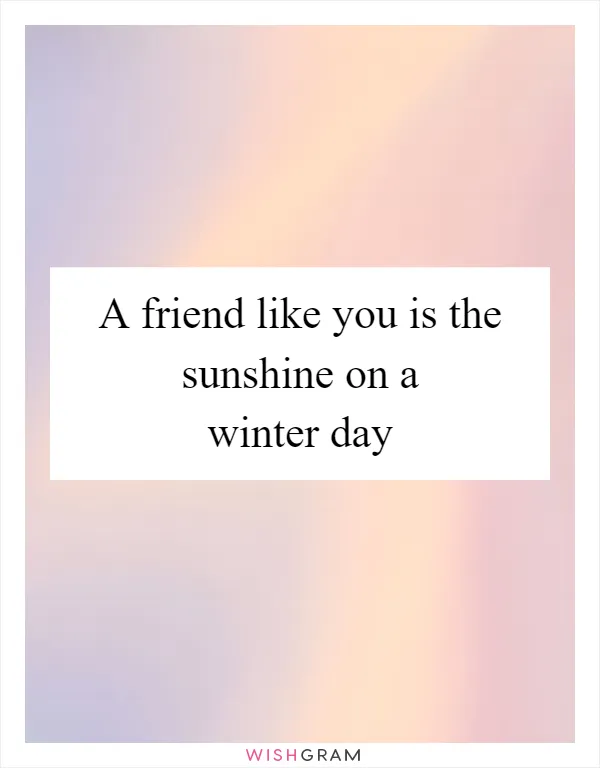 A friend like you is the sunshine on a winter day
