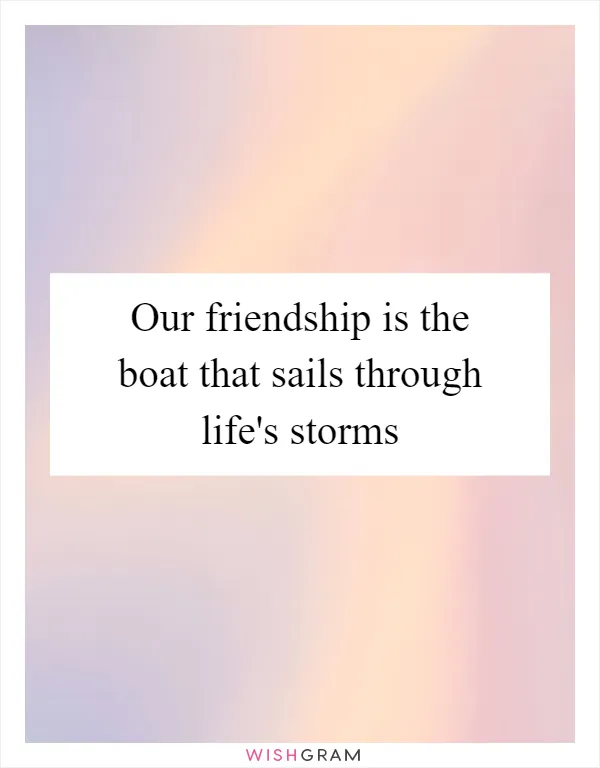 Our friendship is the boat that sails through life's storms